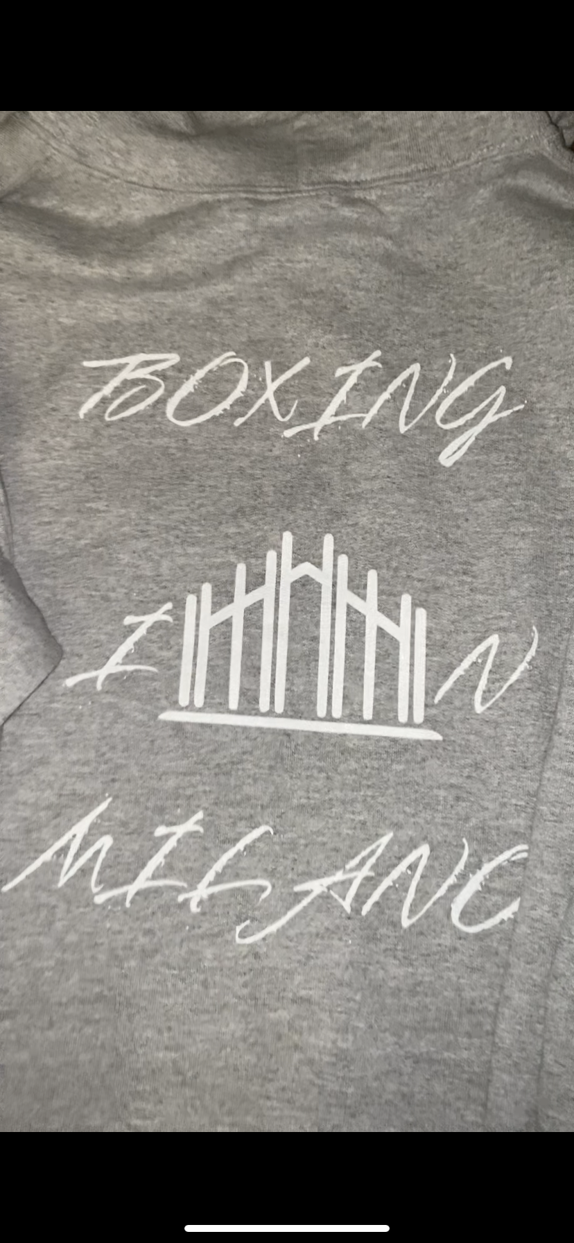 Felpa con cappuccio grigia “Boxing in Milano”